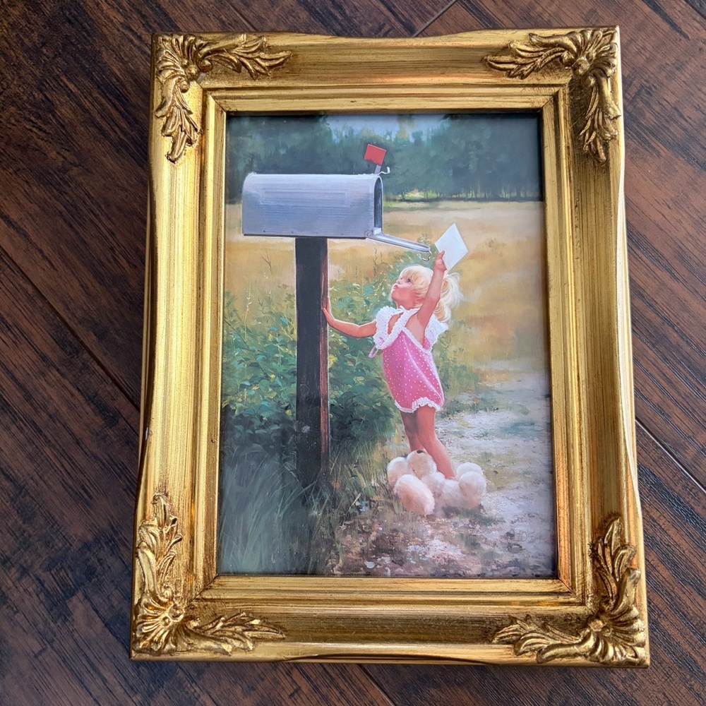 Vintage “Letter to Grandma” Donald Zolan 1992 Ornate Gold Framed Print